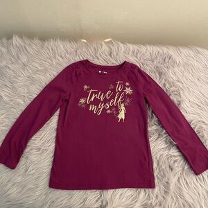 🌹Disney Girls' Long Sleeve Burgundy Shirt with Gold 'True to Myself' Graphic